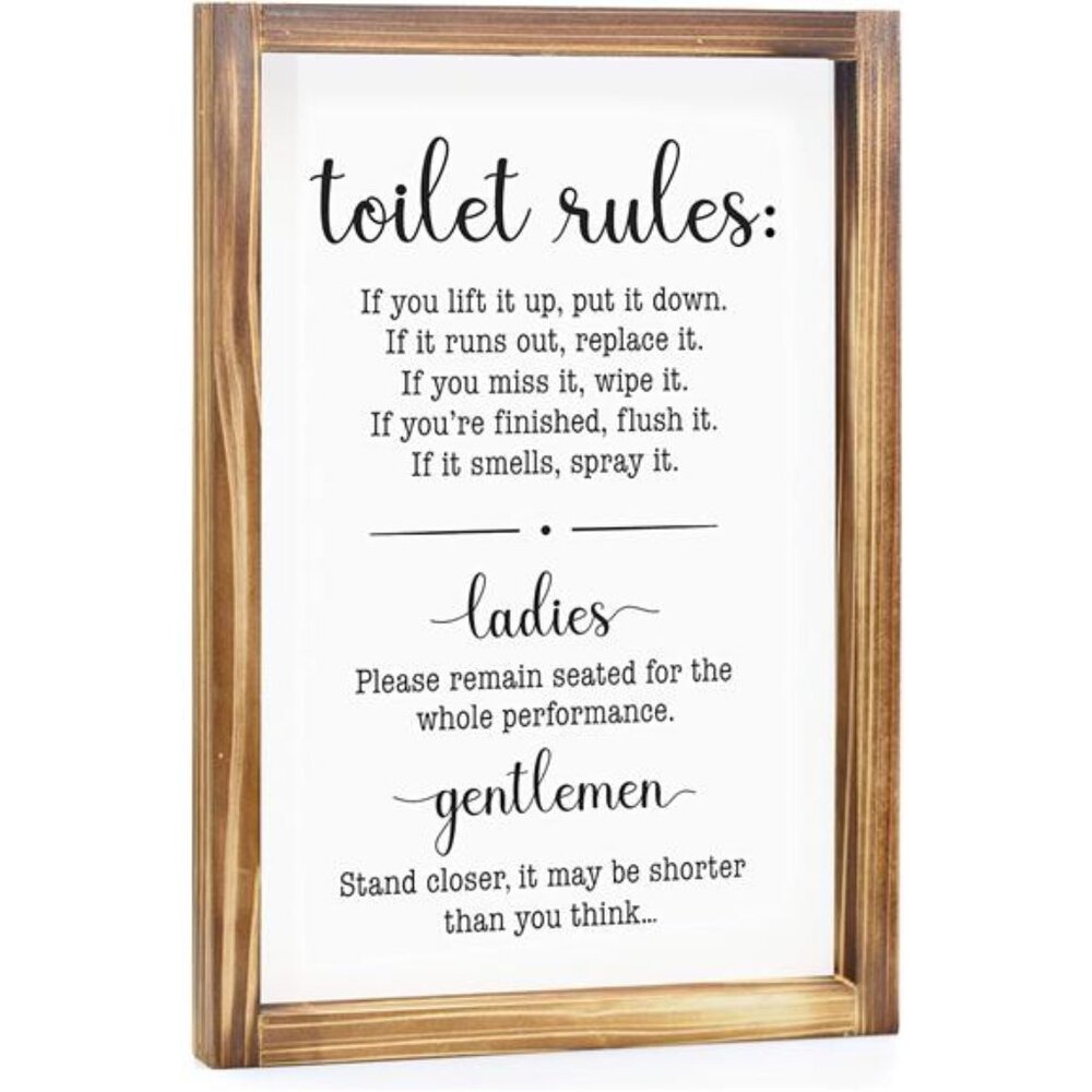 Toilet Rules Bathroom Sign 11x16 Inch, Bathroom Rules Sign, Toilet Rules Sign